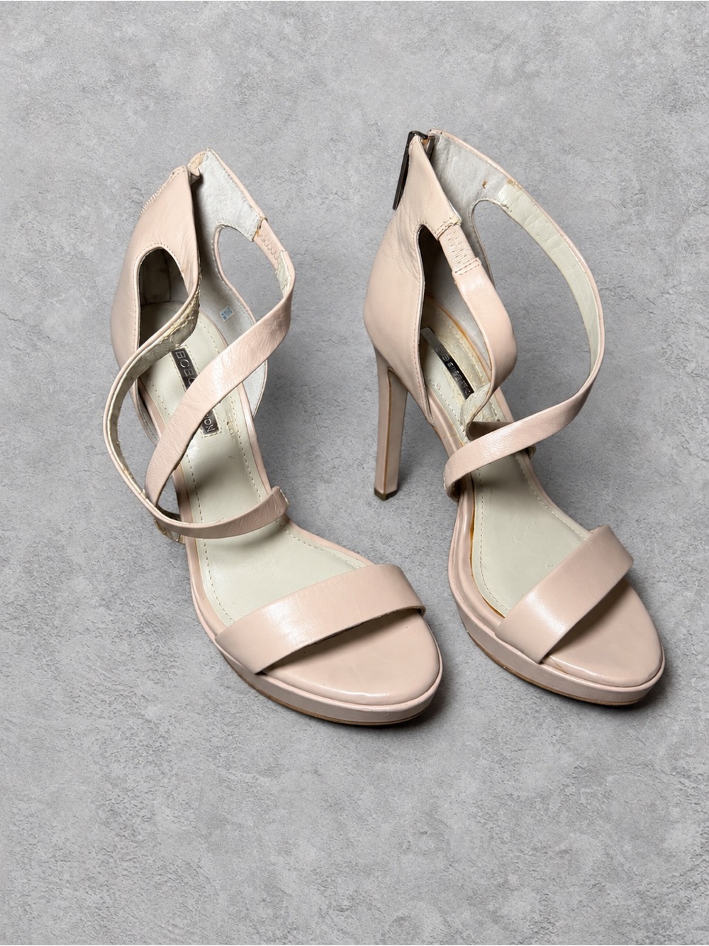 BCBG Nude Blush Strappy High Heel Sandals